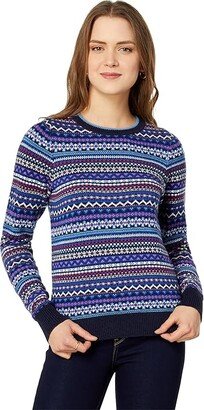 Fair Isle Crew Neck Sweater (Pink) Women's Clothing