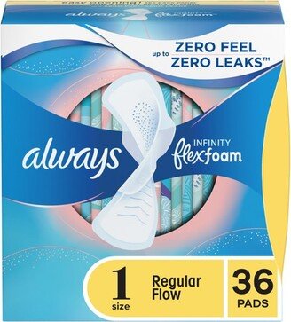 Always Infinity Regular Absorbency FlexFoam Pads for Women - Unscented - Size 1 - 36ct