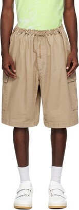 Beige Embroidered Shorts