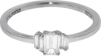 One-Of-A-Kind Staggered Baguette and Emerald Cut White Gold Ring