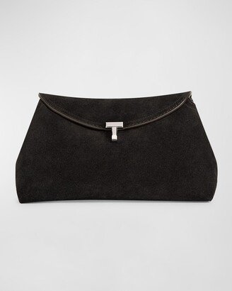 T Lock Suede Clutch Bag