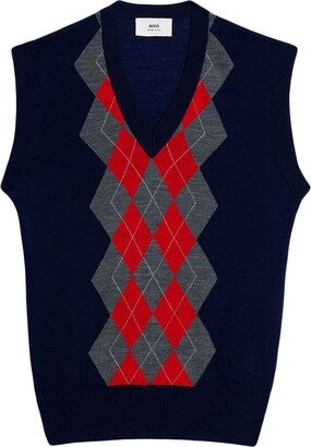 Diamond-Knit Jumper Vest