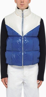 Blue/white padded nylon waistcoat