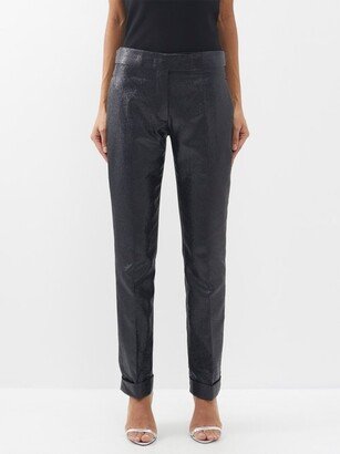 Iridescent Sable Slim-leg Trousers