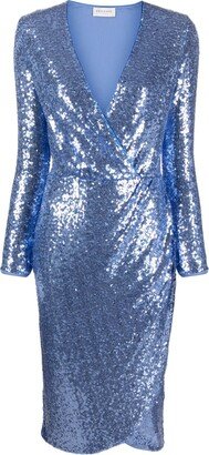 ERMANNO FIRENZE Sequined Wrap Midi Dress