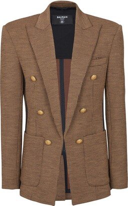 Houndstooth Peak-Lapels Blazer