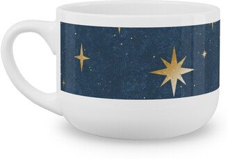 Mugs: Art Deco Starbursts - Blue Latte Mug, White, 25Oz, Blue