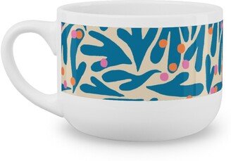 Mugs: Funky Flora - Blue And White Latte Mug, White, 25Oz, Blue