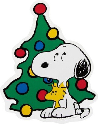 Northlight Peanuts Woodstock and Snoopy with Christmas Tree Window Cling Decoration