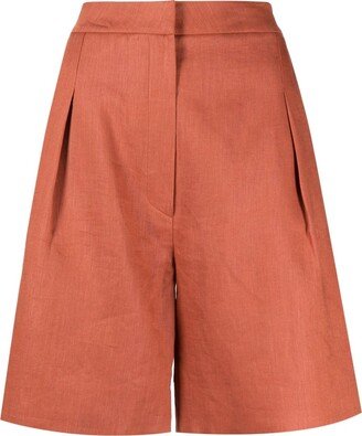 Pressed-Crease Linen Shorts