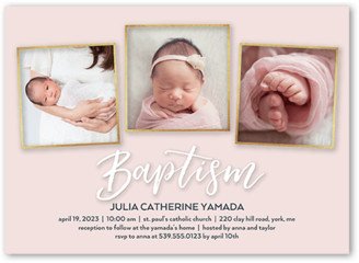 Baptism Invitations: Bright Twinkle Girl Baptism Invitation, Beige, 5X7, Signature Smooth Cardstock, Square