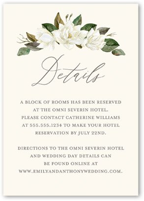 Enclosure Cards: Painted Flower Wedding Enclosure Card, Beige, Matte, Pearl Shimmer Cardstock, Square