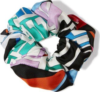 Abstract-Print Silk Scrunchie