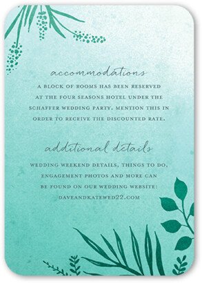 Enclosure Cards: Tropic Fauna Wedding Enclosure Card, Green, Signature Smooth Cardstock, Rounded