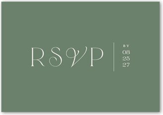 Rsvp Cards: Fancy Feature Wedding Response Card, Green, Matte, Pearl Shimmer Cardstock, Square