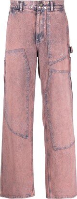 Patchwork Mid-Rise Wide-Leg Jeans