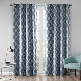 Gracie Mills 1-pc Modern Polyester Blackout Printed Window Panel Curtain, Navy - 50x95