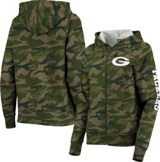 Women's Camo Green Bay Packers Raglan Full-Zip Hoodie