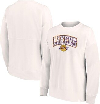 Women's Branded White Los Angeles Lakers Tonal Leopard Pullover Sweatshirt