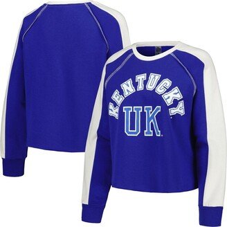 Women's Gameday Couture Royal Kentucky Wildcats Blindside RaglanÂ Cropped Pullover Sweatshirt