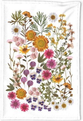 Garden Floral Tea Towel - Pressed Flower By Cooper&craft Wildflowers Feminine Nature Linen Cotton Canvas Spoonflower