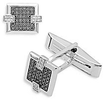 Bloomingdales Black & White Diamond Cufflinks in 14K White Gold - 100% Exclusive