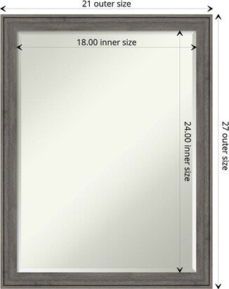 Petite Bevel Wood Wall Mirror - Regis Barnwood Grey Narrow Frame - 21 x 27 in