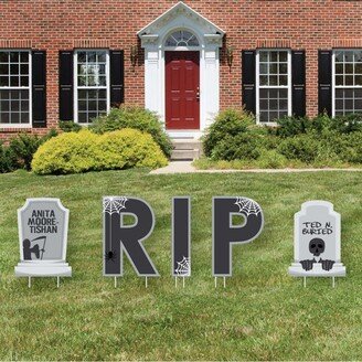 Big Dot of Happiness Graveyard Tombstones - Yard Sign Outdoor Lawn Decorations - Halloween Party Yard Signs - Rip