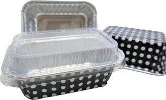 Mini Loaf Pan ~ Pan With Lid Cake Disposable Aluminum Black Polka Dot