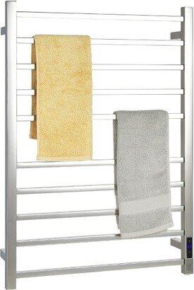 10 Bar Towel Warmer Wall Mounted Electric Heated Towel Rack w/ Built-in Timer