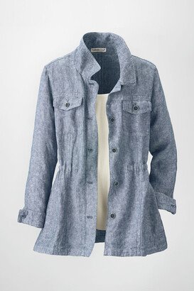 Women's Linen Anorak - Ranch Blue - PM - Petite Size