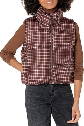 Plaid Puffer Vest (Spiced Raisin) Women's Vest