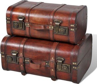 Wooden Treasure Chest 2 pcs Vintage Brown - 17.7