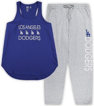 Women's Concepts Sport Royal, Heather Gray Los Angeles Dodgers Plus Size Meter Tank Top and Pants Sleep Set - Royal, Heather Gray