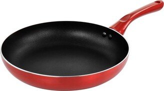 10in Silver Metallic Non Stick Gourmet Fry Pan in Red