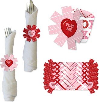 Big Dot Of Happiness Conversation Hearts Valentine's Day Party Paper Napkin Holder Napkin Rings 24 Ct