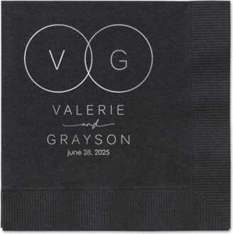 Wedding Napkins: Refined Rings Napkin, Grey, Black