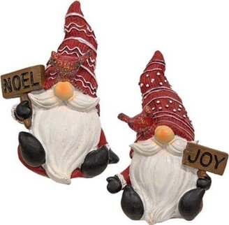 Resin Noel/Joy Gnome with Cardinal Friend, 2 Asstd. - 6.25