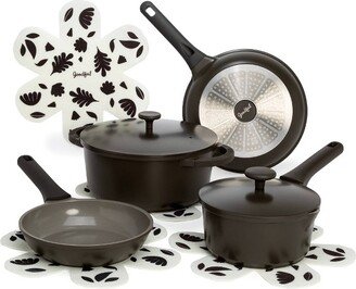 Goodful 10pc Cast Aluminum, Ceramic Cookware Set