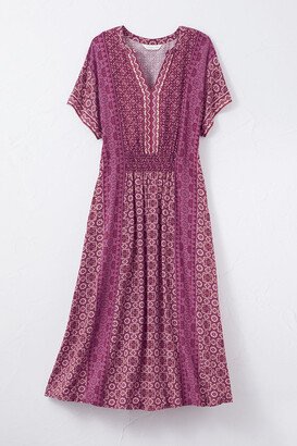 Women's Carissa Caftan Dress - Raspberry Multi - PS - Petite Size