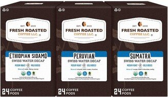 Fresh Roasted Coffee - Organic Water Process Decaf Variety Pack - 72CT Single Serve Pods
