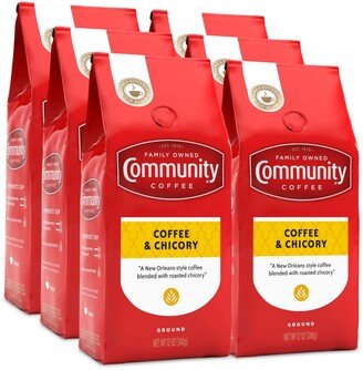 Community Coffee Coffee and Chicory Medium-Dark Roast, 12 Oz - 6 Pack