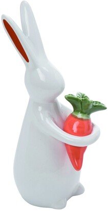 Ceramic 7 in. White Easter Trendy Bunny with Carrot