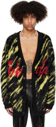 LU'U DAN Black & Yellow Oversized Jacquard Cardigan