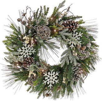 Hgtv 28In Cozy Winter Snowflake & Ornament Wreath