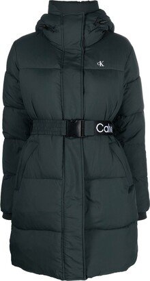 Logo-Belt Padded Jacket