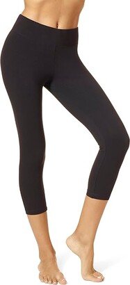 Ultra Capris w/ Wide Waistband (Black) Women's Capri