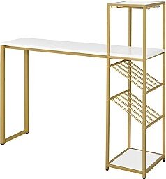 Danby High Gloss White and Gold-Tone Bar Table