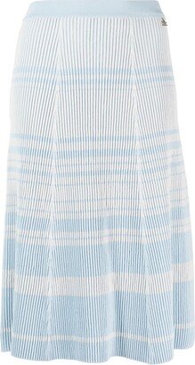Striped Ribbed Midi Skirt
