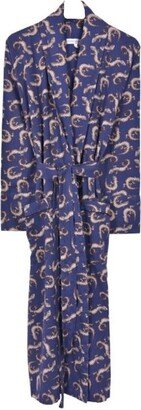 Bown of London Lightweight Men's Dressing Gown Blue Gekko Navy